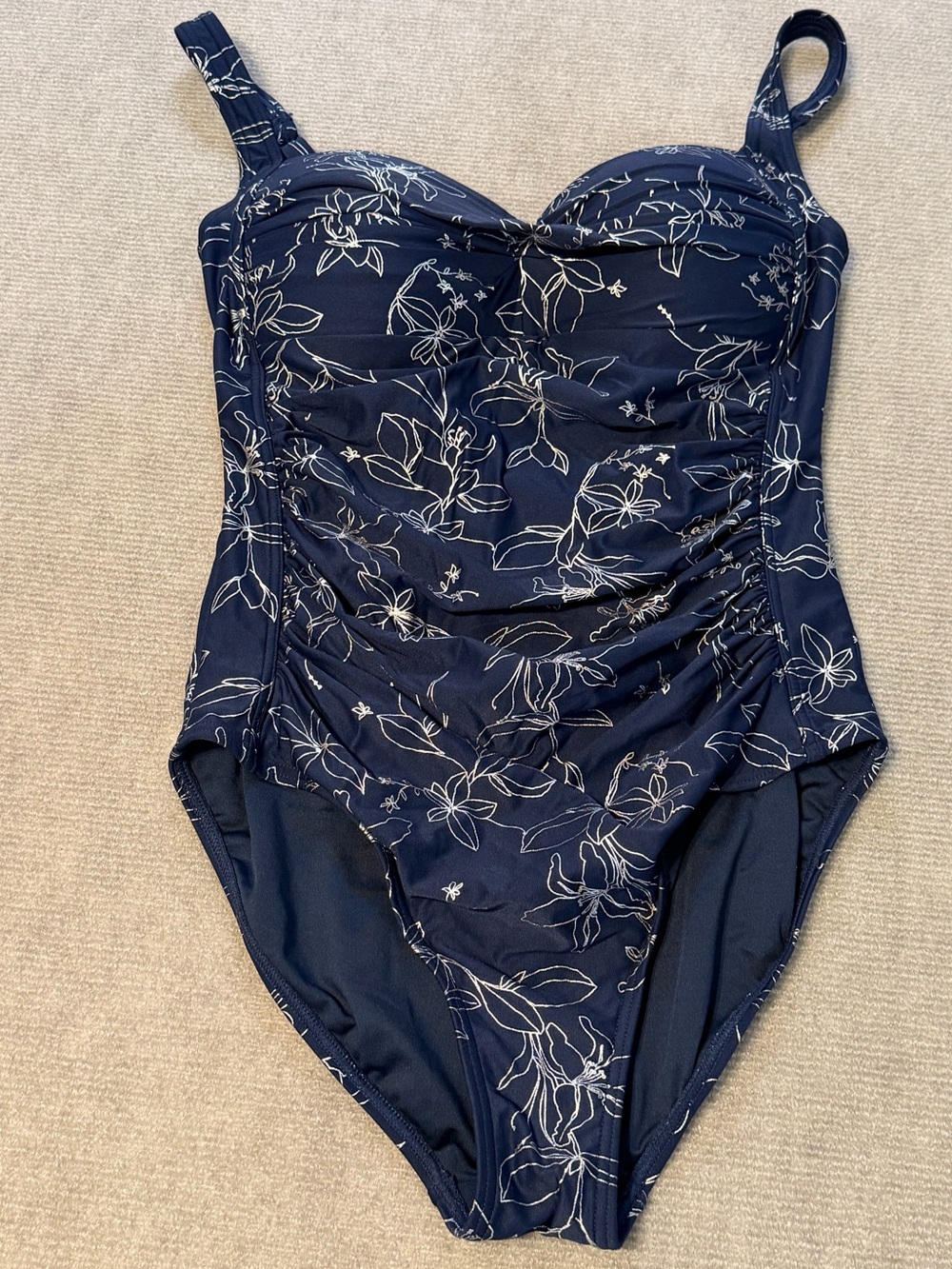 Nip Tuck Swim Navy Floral One Piece Swimsuit Tummy Control Pin Up Style